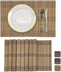 8-Pack 17.7x11.8 Bamboo Placemats, Non-Slip & Heat-Resistant, Brown