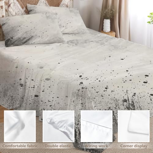Abstract Art Monochromatic Twin XL Sheet Set, Artistic Splatter