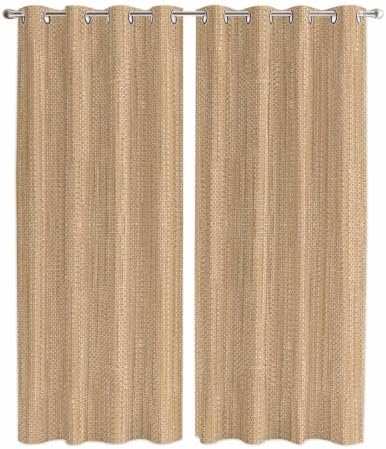 Sand Beige Window Curtains 84 Inch Length 2 Panels Set, Boho Modern