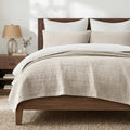 EverGrace Stonewashed Textured Cotton Quilt Set, Queen Size, Flax