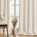 MIULEE Thick Linen Curtains, 42Wx96L, Cream Ivory Semi Sheer Linen