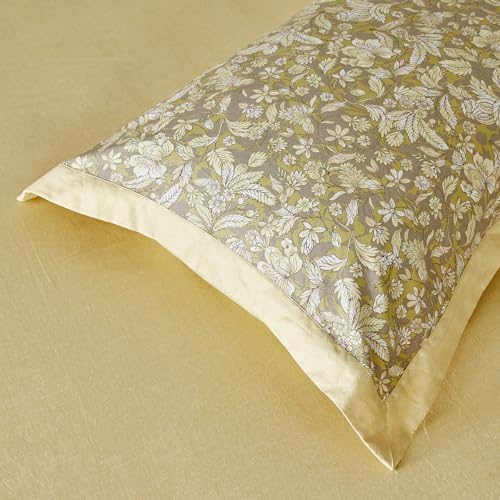 YuHeGuoJi Vintage Taupe Botanical Duvet Cover Queen 100% Cotton 3 Pcs