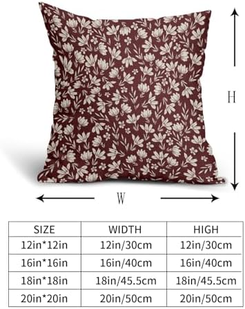 Burgundy Pillow Covers 18x18 Set of 2 Vintage Floral Rustic Old Style