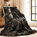 L'AGRATY Faux Rabbit Fur Throw Blanket for Couch, 60'' x 80'', Tie-Dye