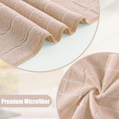 Homaxy Microfiber Kitchen Towels and Dishcloths Sets, 12 Pack, Beige