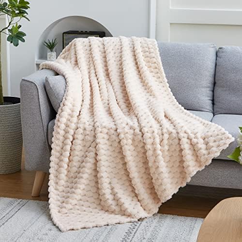 EXQ Home Beige Soft Fleece King Blanket Cozy Throw for Bed,Turtle