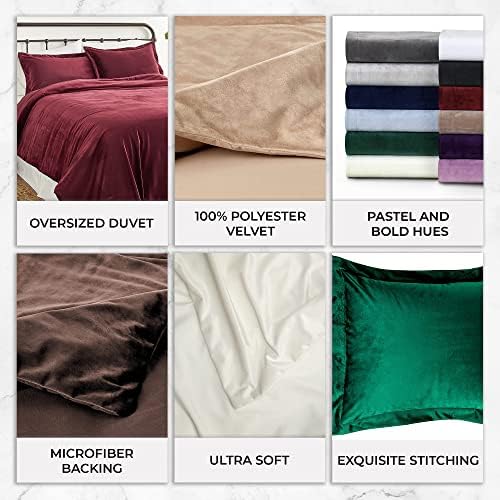 Tribeca Living Venice Queen Velvet Duvet Cover Set, Taupe