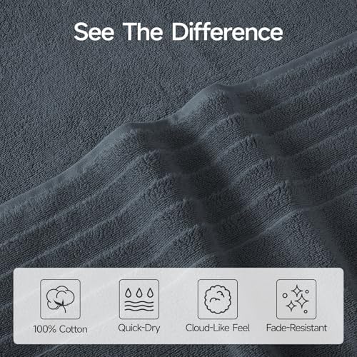 ecolook Soft Bath Towels 2 Pack, 100% Cotton Ultra Absorbent &