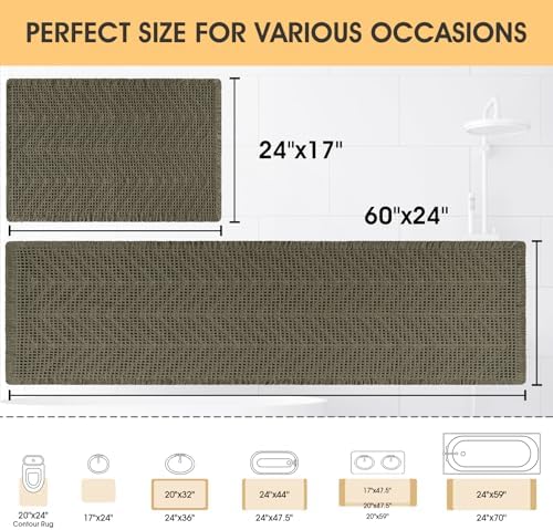 IM HOME Upgrade Waffle Bath Mat Set 2 Piece, Greyish Green, Boho