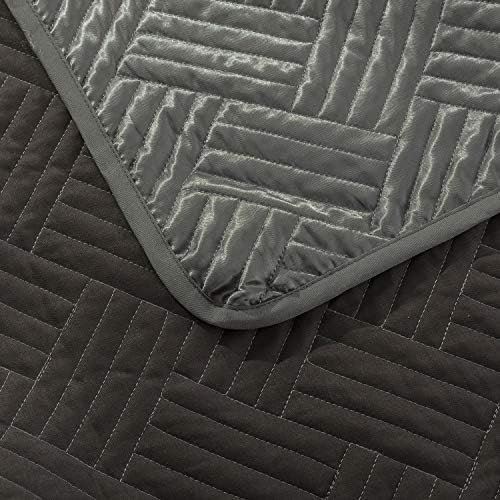 NTBAY Twin Satin Quilt Set, 2 Piece, Grey
