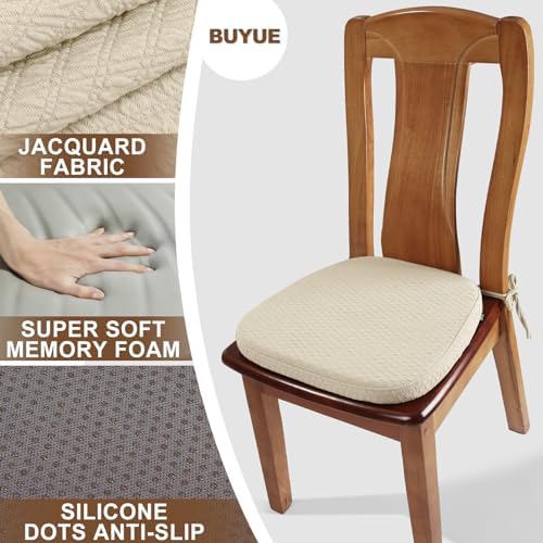 BUYUE Luxury 100% Pure Memory Foam Chair Cushions 4 Pack, Jacquard 16"