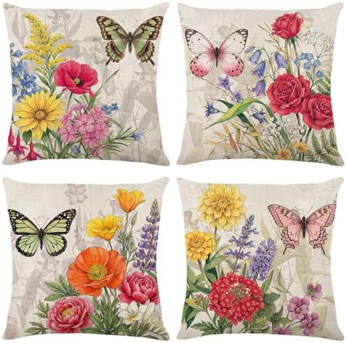 wyooxoo Throw Pillow Covers 20x20 Set of 4 Decorative Spring Pillow