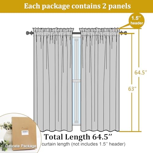 OWENIE Floral Sheer Curtains for Bedroom Living Room 63 Inch Length 2