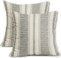 Olive Green Pillow Covers 22x22 Set of 2 Gray Grey Dot Striped