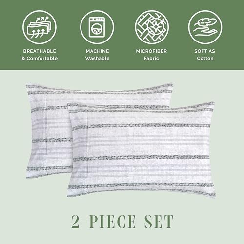 Elegant Comfort Ultra Soft Set of 2 Striped Print Pillowcases - 1500