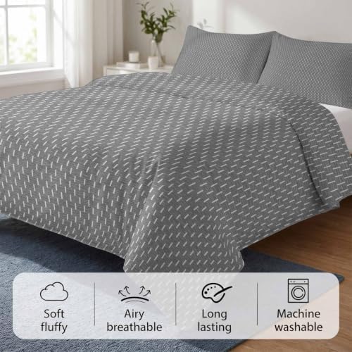 DecorLovee Grey Abstract Art Duvet Cover Set 3 Pieces with Zipper