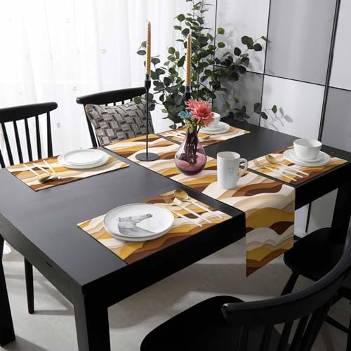 Gradient Brown Table Mats Set of 6 With Table Runner 90 Inches Long