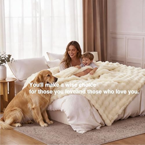 Faux Fur Throw Blanket, Double - Sided Fluffy Throw Blanket for Sofa