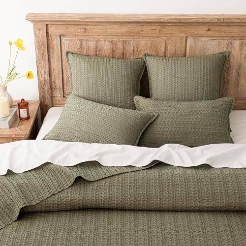 Foindtower Set of 2 Decorative Cotton Waffle Weave Throw Pillow Covers