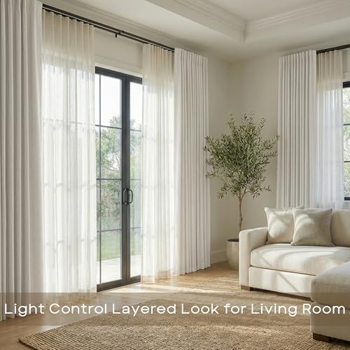 Linen Black Out Curtains 63 Inch Long, Cat Proof Back Tab Blackout
