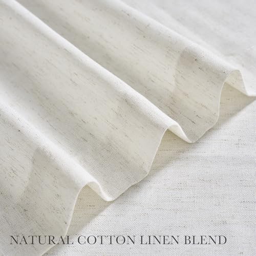 PONY DANCE White Linen Pinch Pleated Curtains 96 Inches Long for