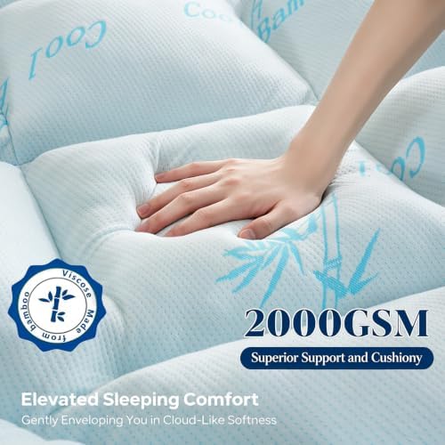 DOWNCOOL 5 Inch Cooling Queen Mattress Topper, Bamboo Viscose Air