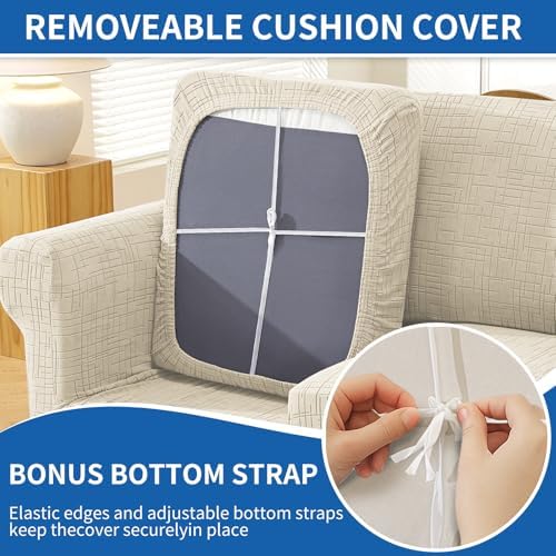 CYCMCAO 3 Piece Stretch Couch Covers for 2 Cushion Couch, Medium