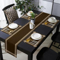 Minimalist Table Runner and Placemats Set of 4 Stripe Brown White
