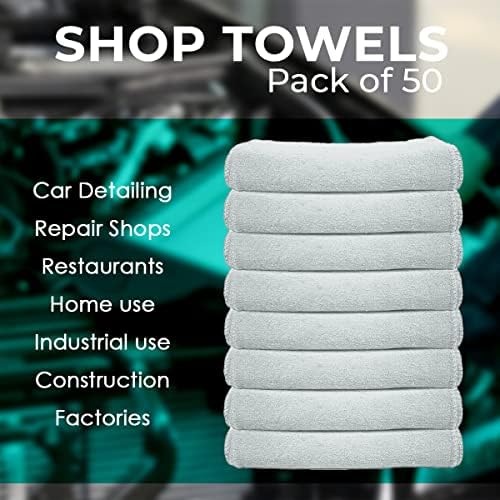 Avalon Towels Cotton Shop Rags – (Pack of 50) Size 12x14 Inches