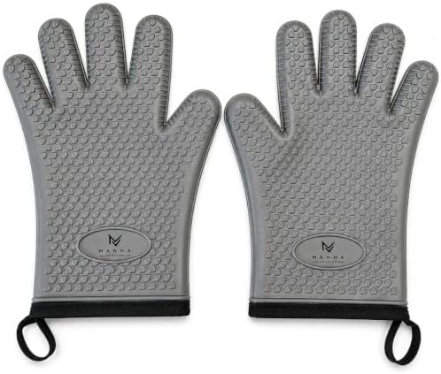 Silicone Oven Mitts, Five Fingers, Waterproof Non-Slip Oven Gloves