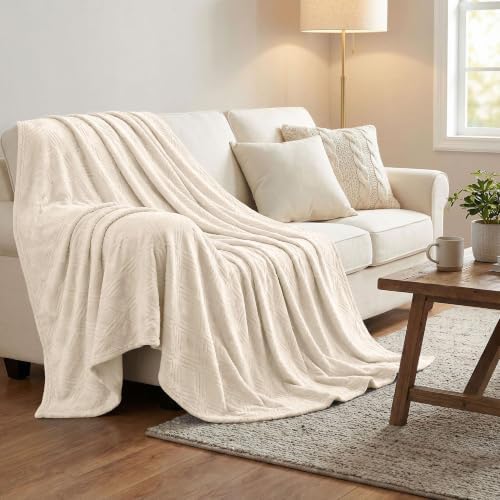 SUPERIOR Quilted Diamond Throw Blanket, Soft Plush Fleece Blanket for