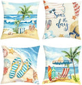 20x20 Set of 4 Seaside Palm Starfish Throw Pillow Cushion Covers