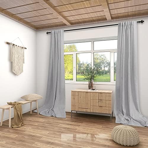 KOUFALL Gray Curtains 63 Inch Length,Sheer Linen Cute Curtains for