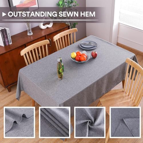 MikiUp Faux Linen Tablecloth - Slubby Textured Weaves Table Cloth for