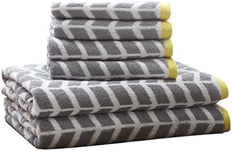 Intelligent Design Nadia Cotton Bath Towel Set Jacquard, 6 Piece, Grey