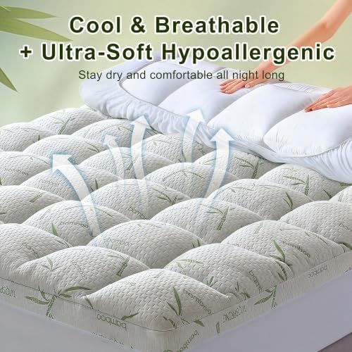 4 Inch Mattress Topper Memory Foam Cooling Bamboo Queen Size