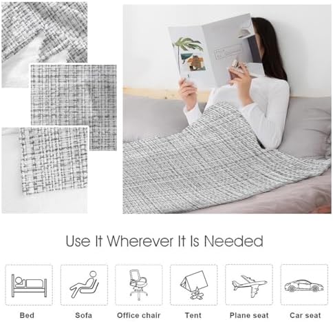 Flannel Fleece Blanket 60" x 80", Grey Rustic Microfiber Cozy Soft