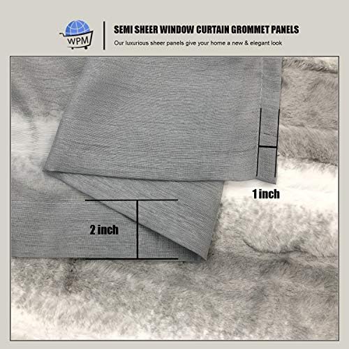 WPM Grey Sheer Window Curtain Panels for Bedroom, Kitchen, Kids Room
