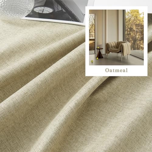 DUALIFE Faux Linen Curtains 108 Inches Long for Living Room 2 Panels