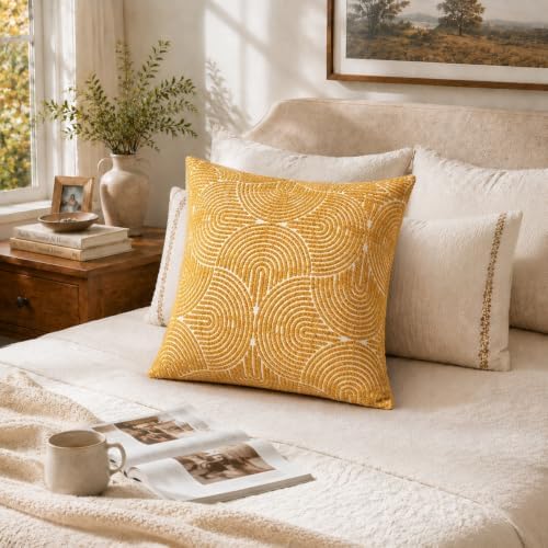 AELS Boho Decorative Textured Throw Pillow Covers 20x20, Organic