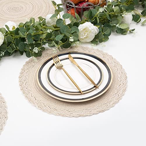 SHACOS Round Placemats Set of 6 Woven Round Table Mats 15 inch Braided