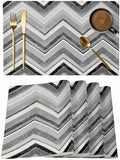 Cotton Linen Placemats for Dining Table Set of 8 Grey Chevron