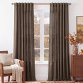 NICETOWN Brown Extra Long Faux Linen Semi Sheer Curtains 96 inches
