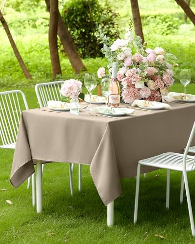 Pureegg Table Cloth for Rectangle Tables - Elegant Linen Mocha