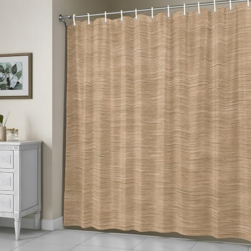 Light Khaki Shower Curtain, Rustic Minimalist Solid Color Linen