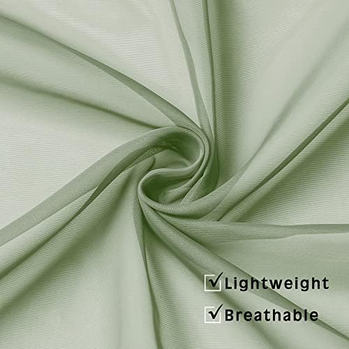 OVZME Light Green Sheer Curtains 63 inch Length 2 Panels Set for