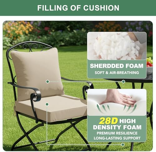 Summsun Outdoor Chair Cushion Water Resistant, 19 x 19 Inch, Cream