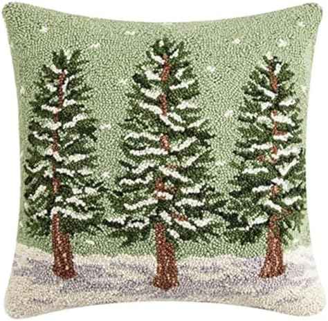 Peking Handicraft Winter Woods Wool Throw Pillow, 18" x 18"