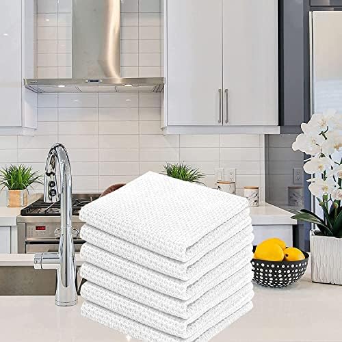 Shreem Linen 100% Cotton Kitchen Dish Cloths, 6 Pack Waffle Weave