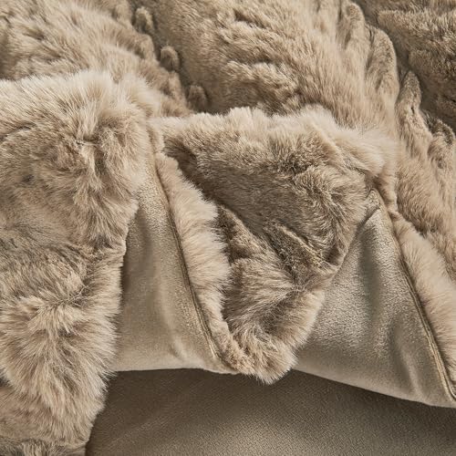 Tread Luxury Faux Fur Throw Blanket Reversible to Cozy Velvet, 680GSM